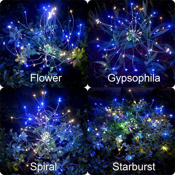 Solar Lights Outdoor Decorative Firework Lights Colorful LED Solar String Lights