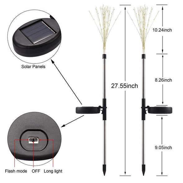 Solar Lights Outdoor Decorative Firework Lights Colorful LED Solar String Lights
