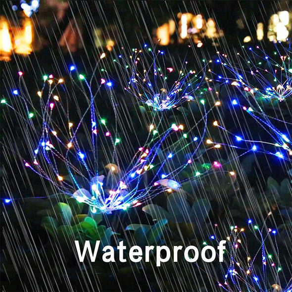 Solar Lights Outdoor Decorative Firework Lights Colorful LED Solar String Lights