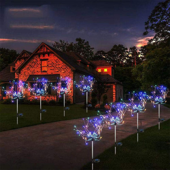 Solar Lights Outdoor Decorative Firework Lights Colorful LED Solar String Lights