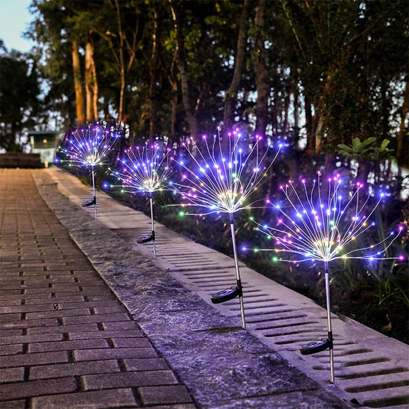 Solar Lights Outdoor Decorative Firework Lights Colorful LED Solar String Lights