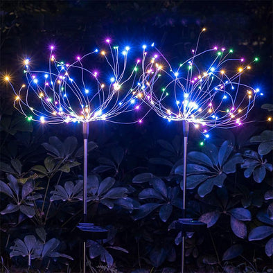 Solar Lights Outdoor Decorative Firework Lights Colorful LED Solar String Lights