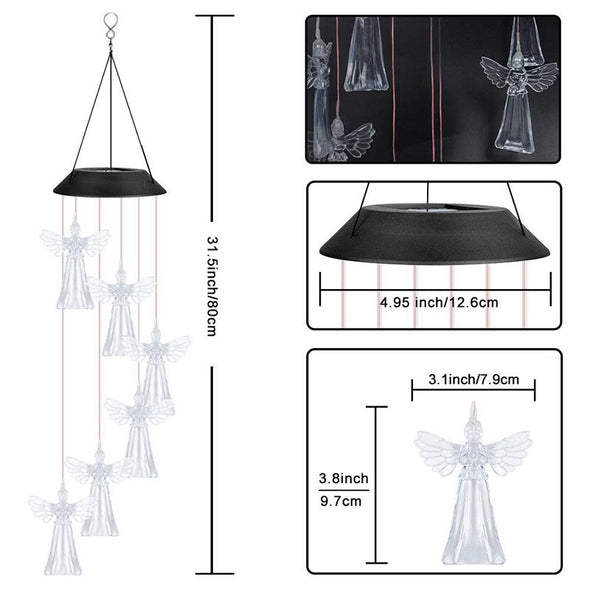 Angel Solar Wind Chimes, Color Changing Solar Powered Mobile Hanging Chimes