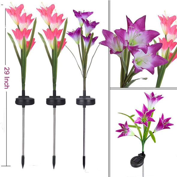 Lily Solar Powered Flower Lights,Waterpoof Solar Garden Stake Lights