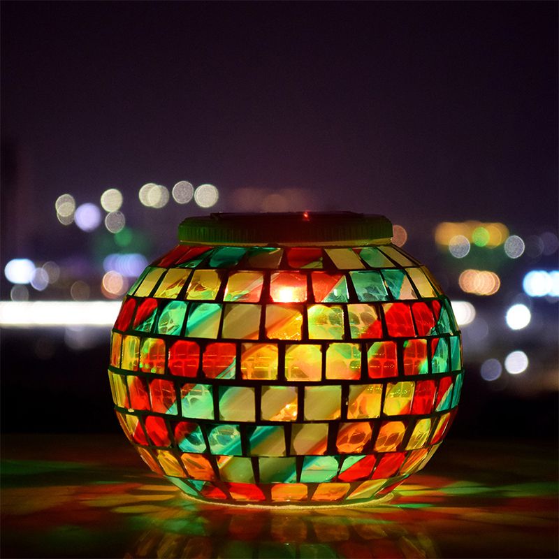 Color Changing Mosaic Solar Light Weatherproof Crystal Glass
