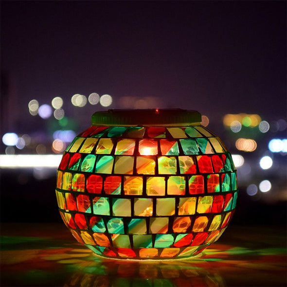Color Changing Mosaic Solar Light Weatherproof Crystal Glass Globe Ball Light
