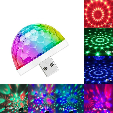 USB Mini Disco Light,3 Packs,Party Lights Sound Activated, DJ Disco Stage Lights-Multi Colors LED Car Atmosphere Light