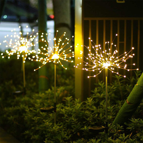 Solar Lights Outdoor Decorative Firework Lights Colorful LED Solar String Lights